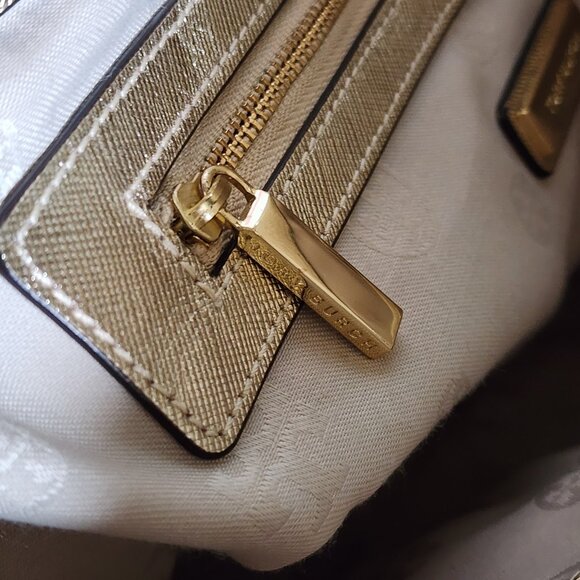 Tory Burch Robinson Metallic Gold Small East West Tote - Picture 12 of 14